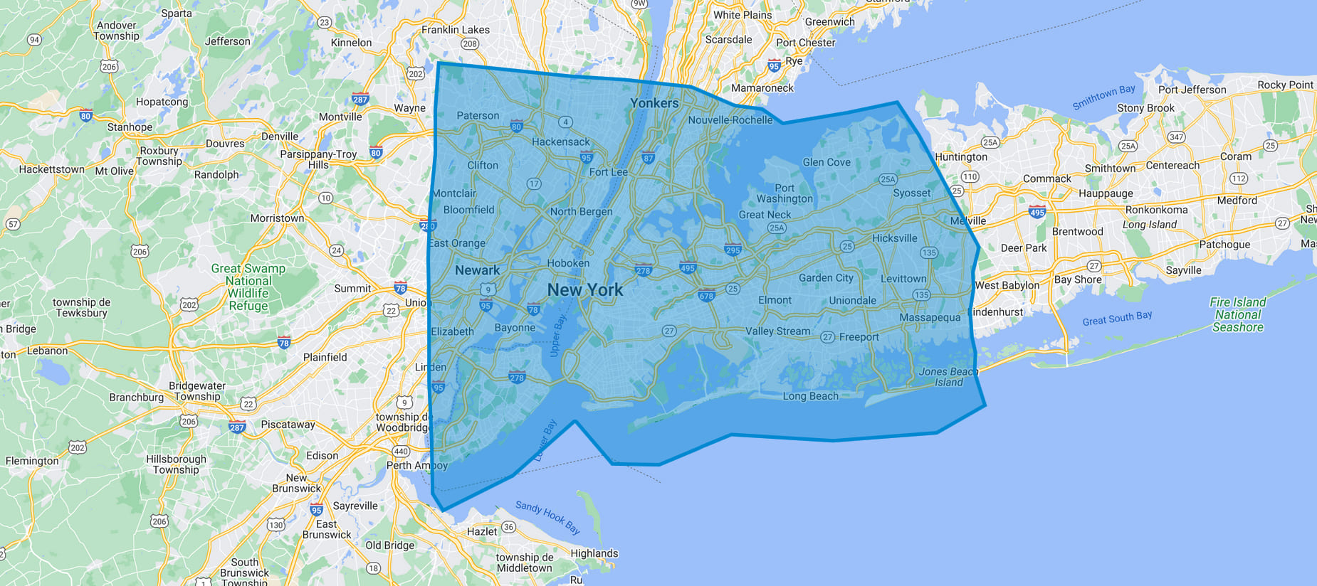 NYC map od area of services