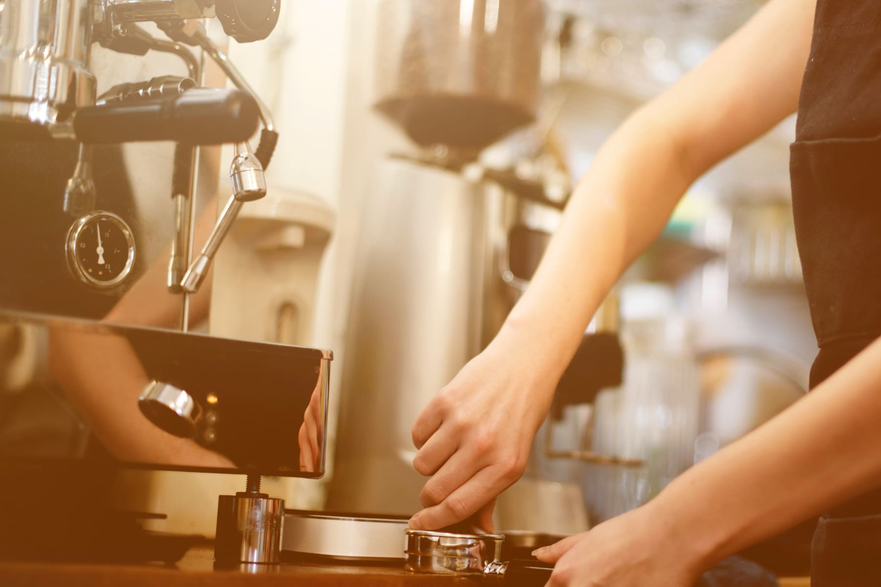 waitress making coffee